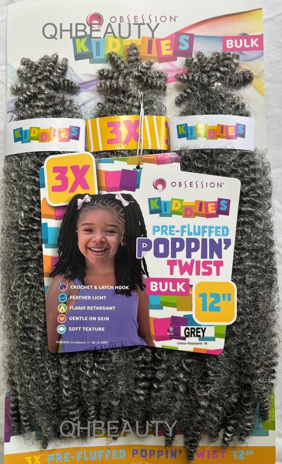 OBSESSION SYNTHETIC KIDS CROCHET BRAID HAIR EXTENSION BULK - POPPIN TWIST 12''