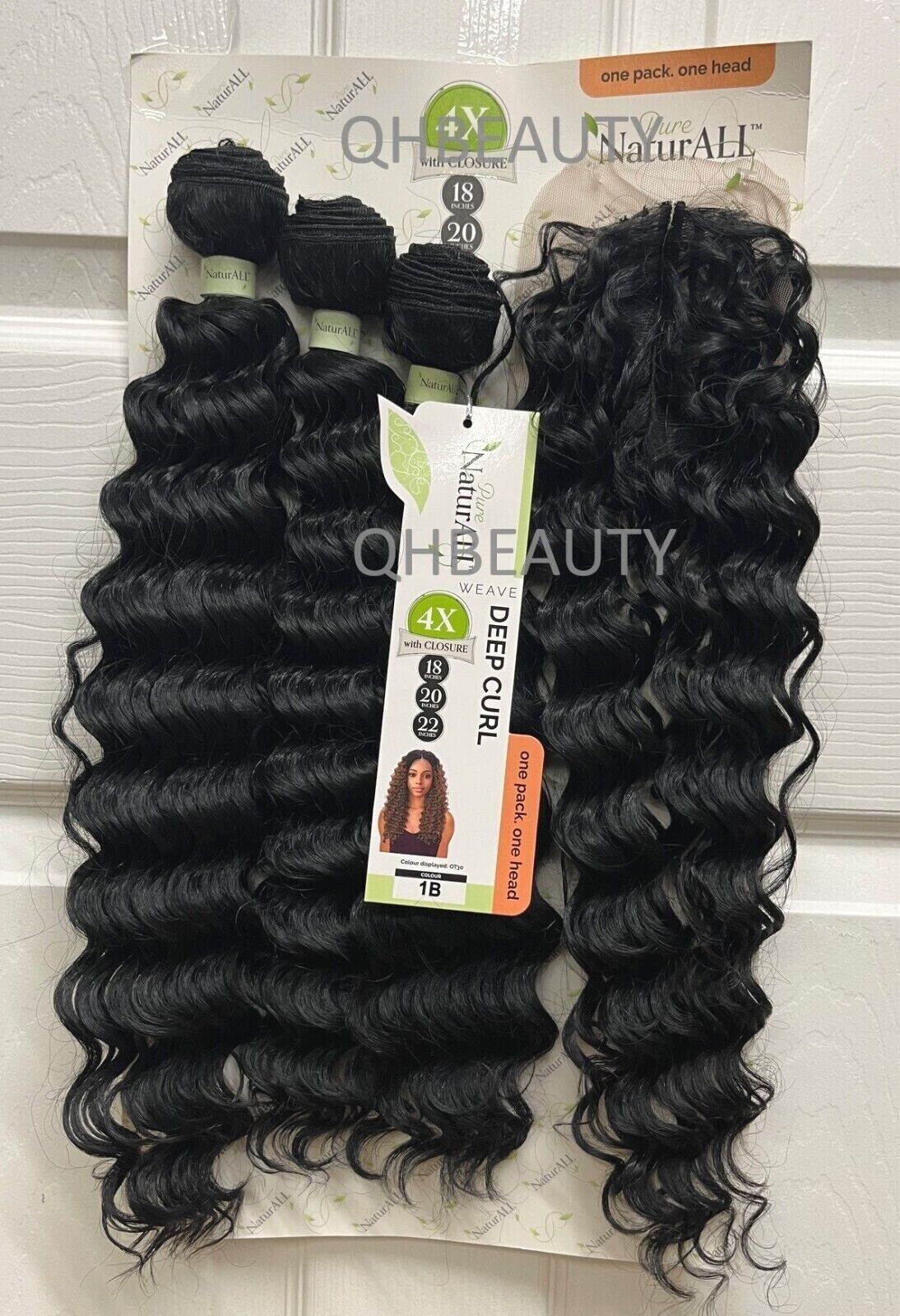 NaturALL SYNTHETIC CURLY HAIR EXTENSION 4 PCS WEAVE - DEEP CURL 18/20/22 INCHES