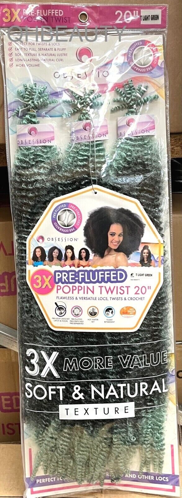 OBSESSION SYNTHETIC CROCHET SOFT BRAID 3X PRE-FLUFFED - POPPIN TWIST 16'' & 20"