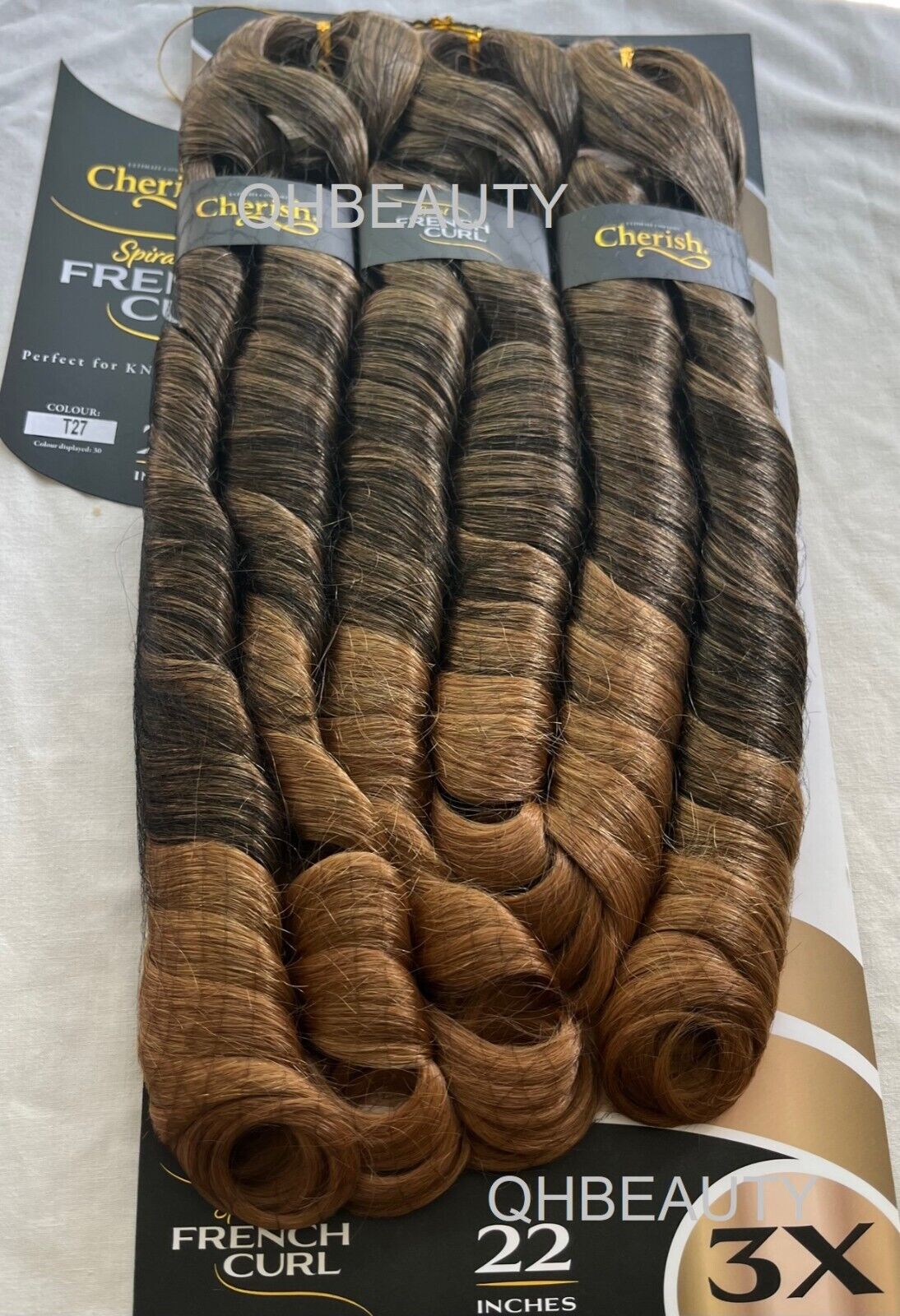 CHERISH SYNTHETIC CURLY SPIRAL HAIR EXTENSION BRAID - 3 x SPIRAL FRENCH CURL 22