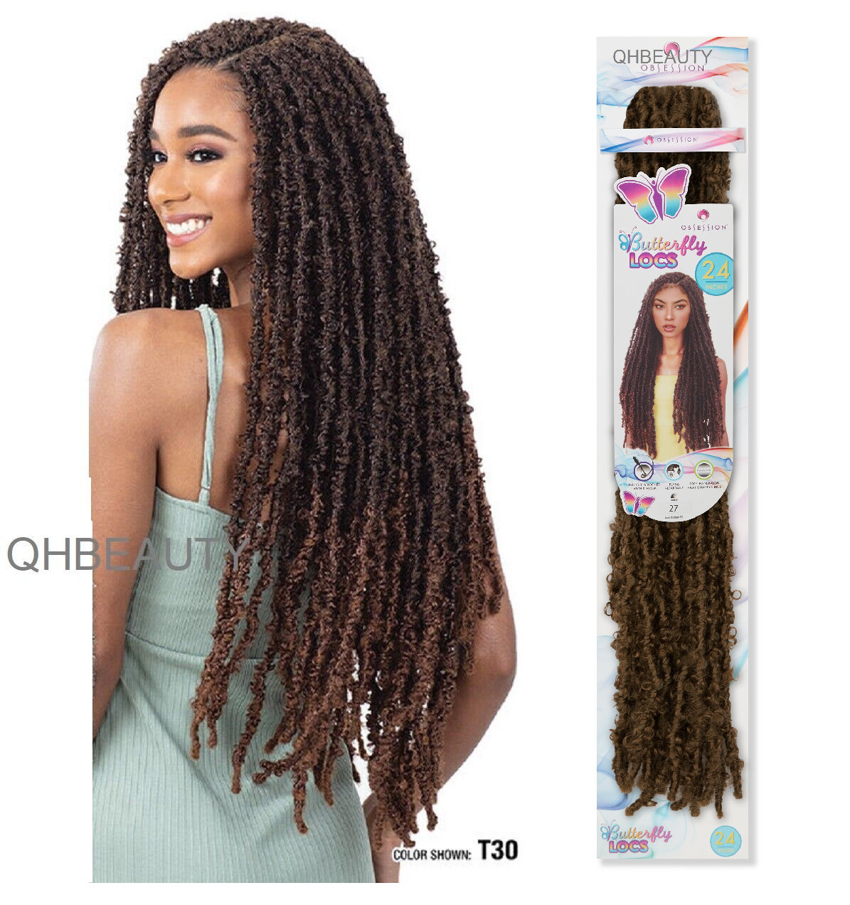 OBSESSION SYNTHETIC CROCHET HAIR EXTENSION PRE LOOP BRAID - BUTTERFLY LOC 24''