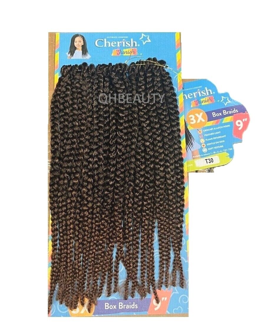 CHERISH SYNTHETIC JUNIOR KIDS CROCHET BRAID HAIR EXTENSION - 3 X BOX BRAIDS 9''