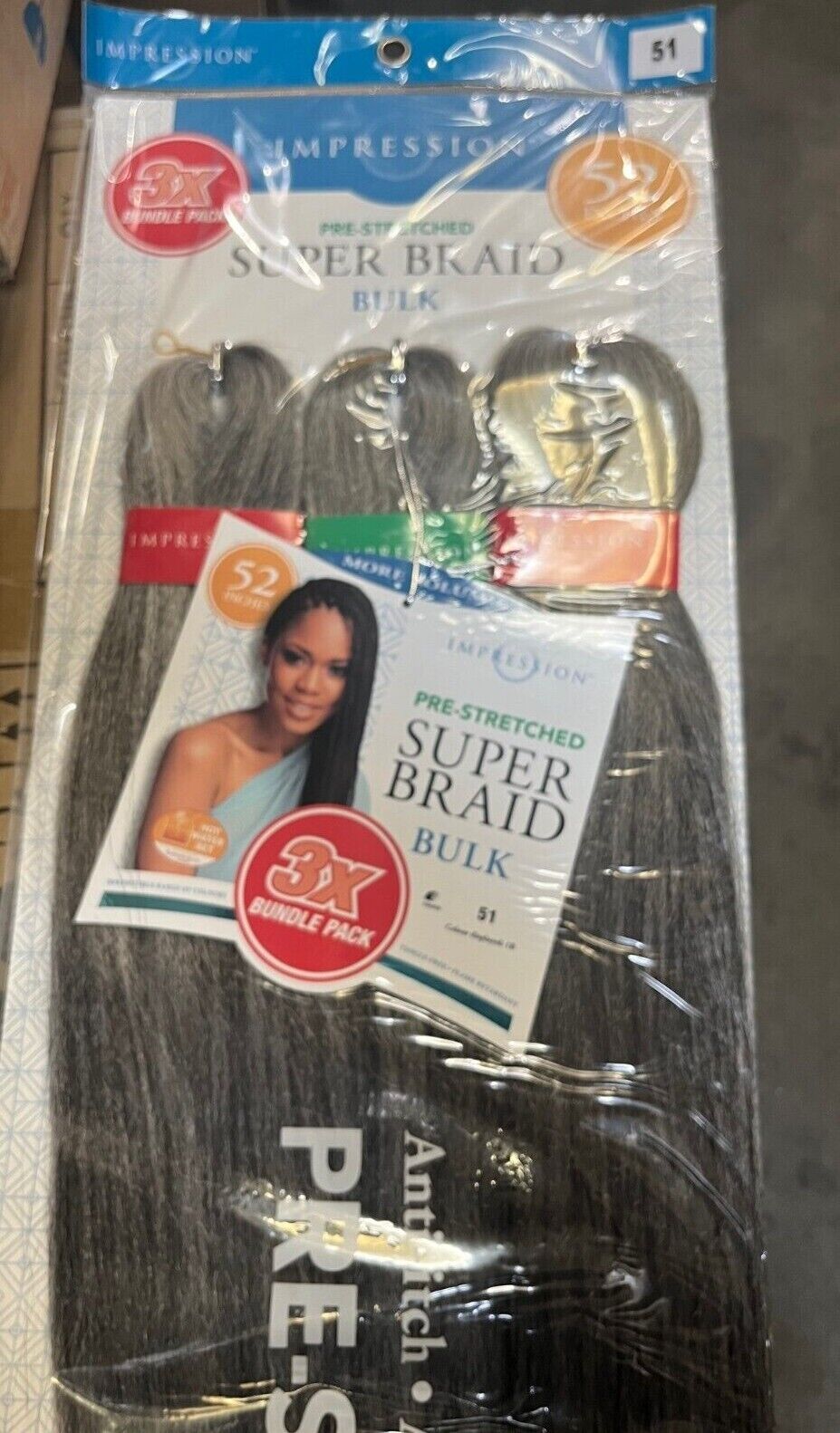 Impression Synthetic 3 X Bundle Pack Crochet Hair Extensions - Super Braid 52 "