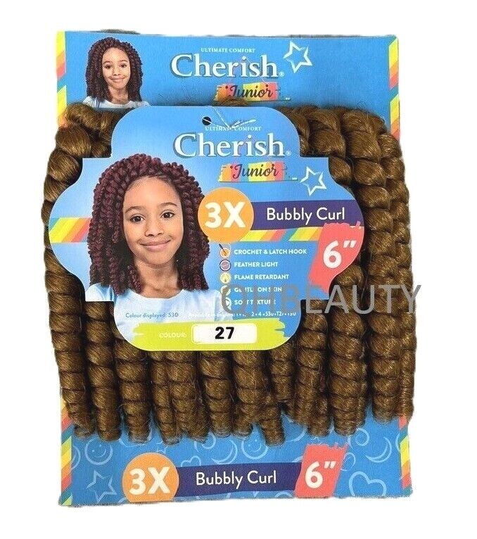 CHERISH SYNTHETIC JUNIOR KIDS CROCHET BRAID HAIR EXTENSION - BUBBLY CURL 6 INCH