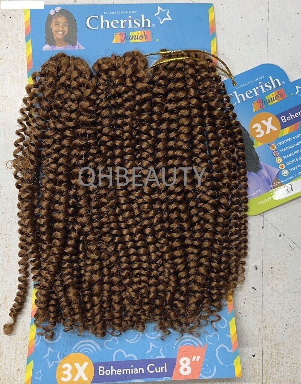 CHERISH SYNTHETIC JUNIOR KIDS CROCHET BRAID HAIR EXTENSION BOHEMIAN CURL 8 INCH