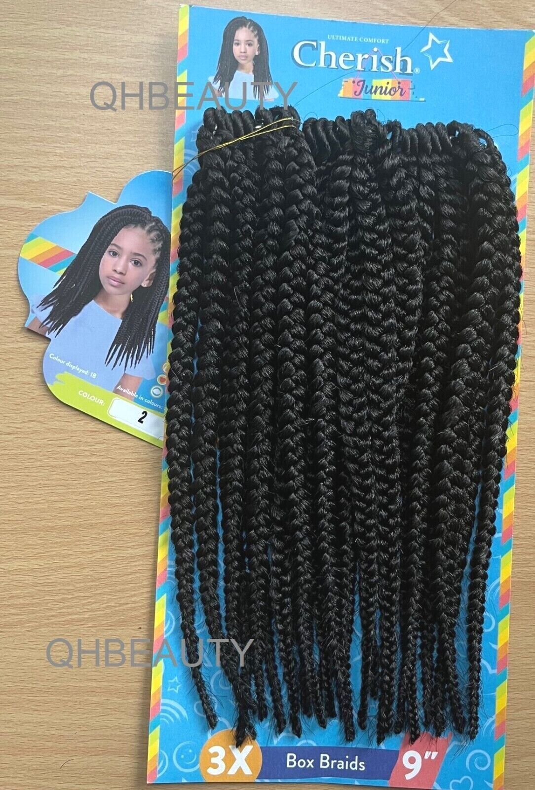 CHERISH SYNTHETIC JUNIOR KIDS CROCHET BRAID HAIR EXTENSION - 3 X BOX BRAIDS 9''