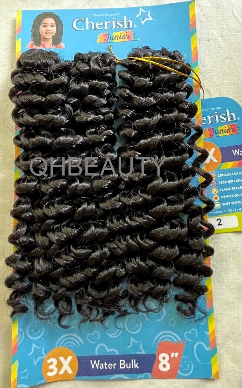 CHERISH SYNTHETIC JUNIOR KIDS CROCHET BRAID HAIR EXTENSION - 3 X WATER BULK 8''
