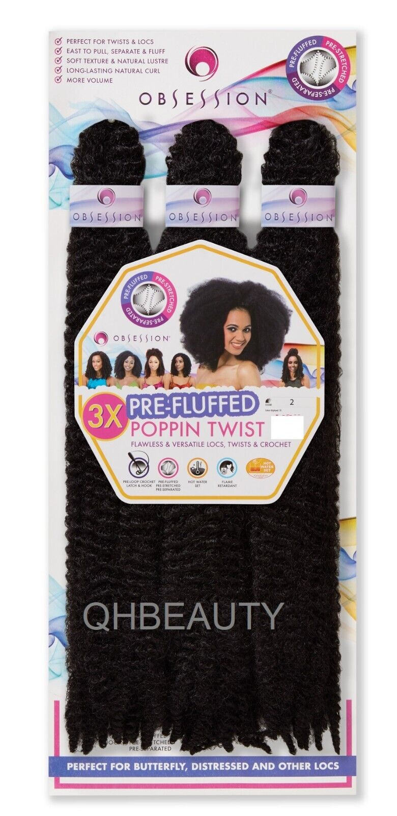 OBSESSION SYNTHETIC CROCHET SOFT BRAID 3X PRE-FLUFFED - POPPIN TWIST 16'' & 20"