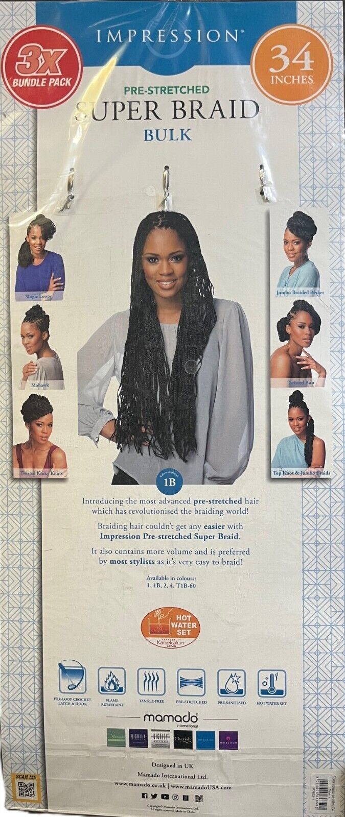 Impression Synthetic Pre-Stretched Crochet Hair Extensions - Super Braid 34 "