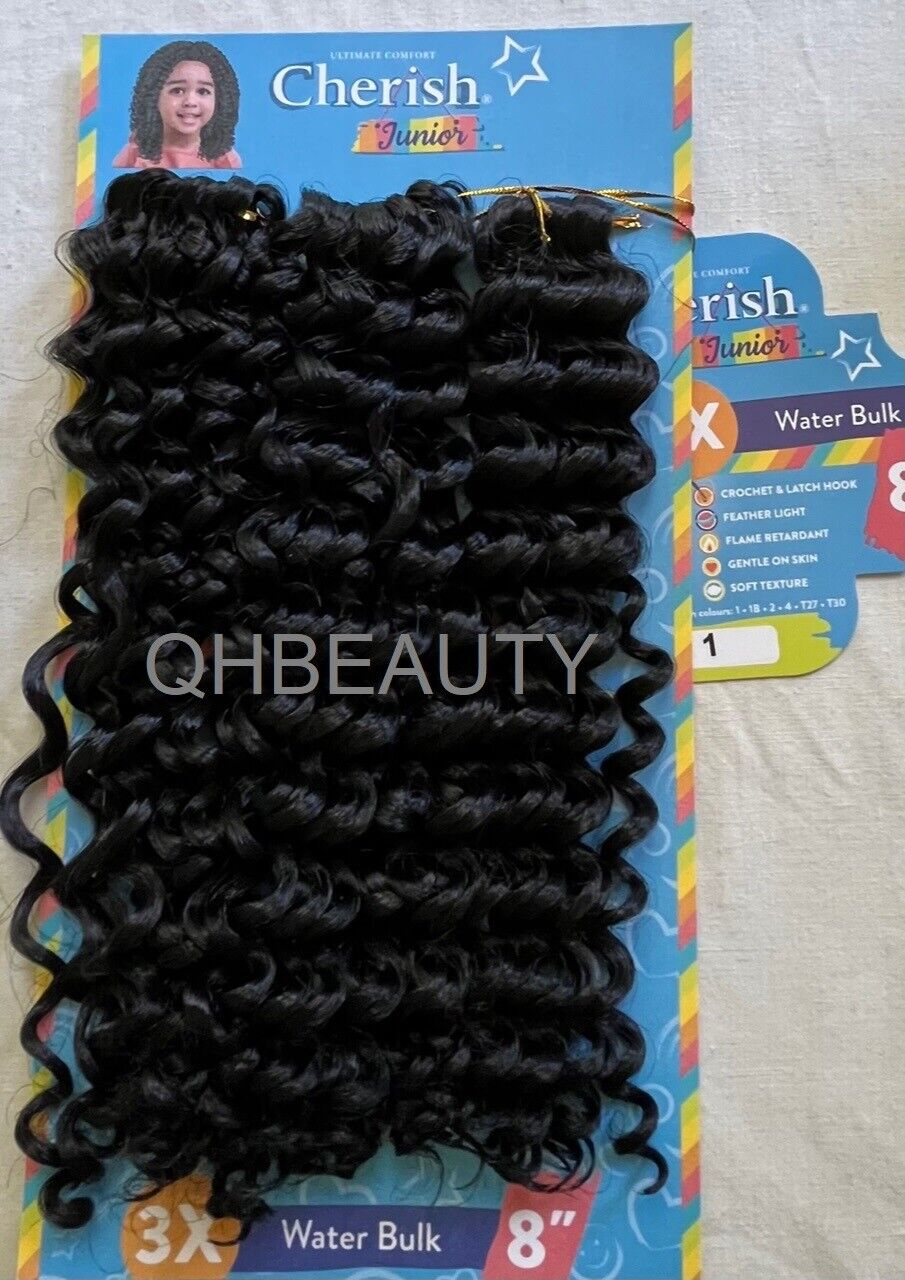 CHERISH SYNTHETIC JUNIOR KIDS CROCHET BRAID HAIR EXTENSION - 3 X WATER BULK 8''