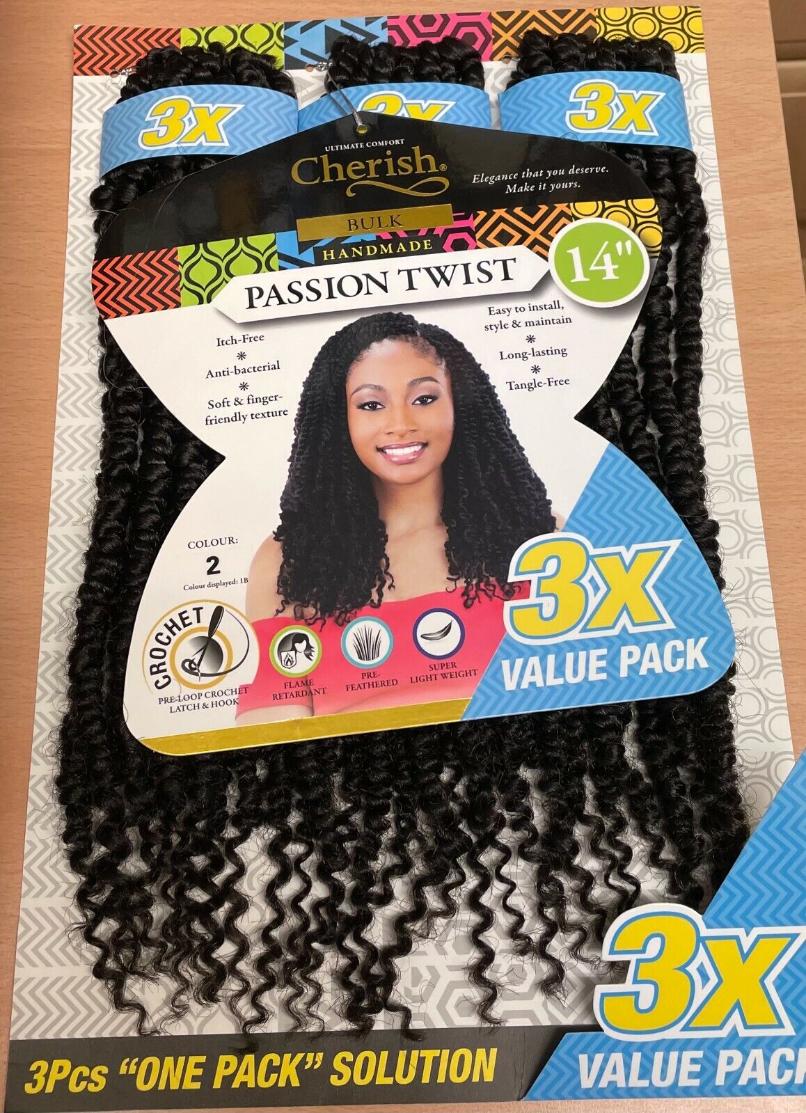 Cherish Synthetic Crochet Braid Hair Extension Handmade 3 x Passion Twist 14"