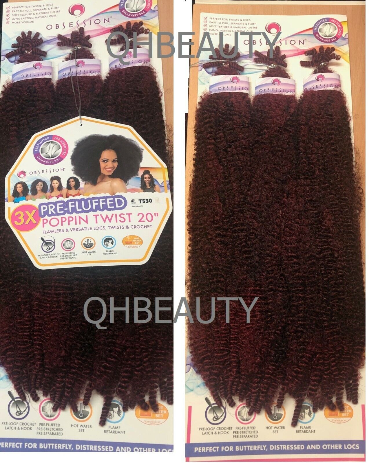 OBSESSION SYNTHETIC CROCHET SOFT BRAID 3X PRE-FLUFFED - POPPIN TWIST 16'' & 20"