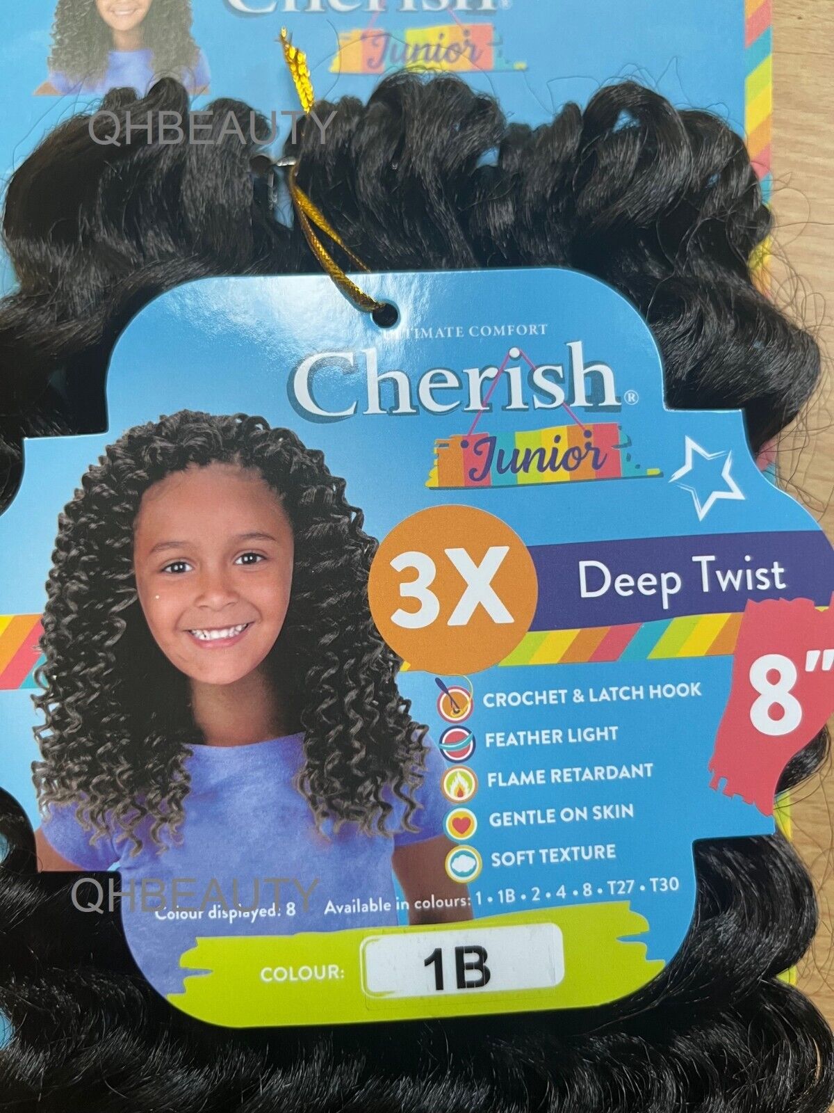 CHERISH SYNTHETIC JUNIOR KIDS CROCHET BRAID HAIR EXTENSION - 3 X DEEP TWIST 8 ''