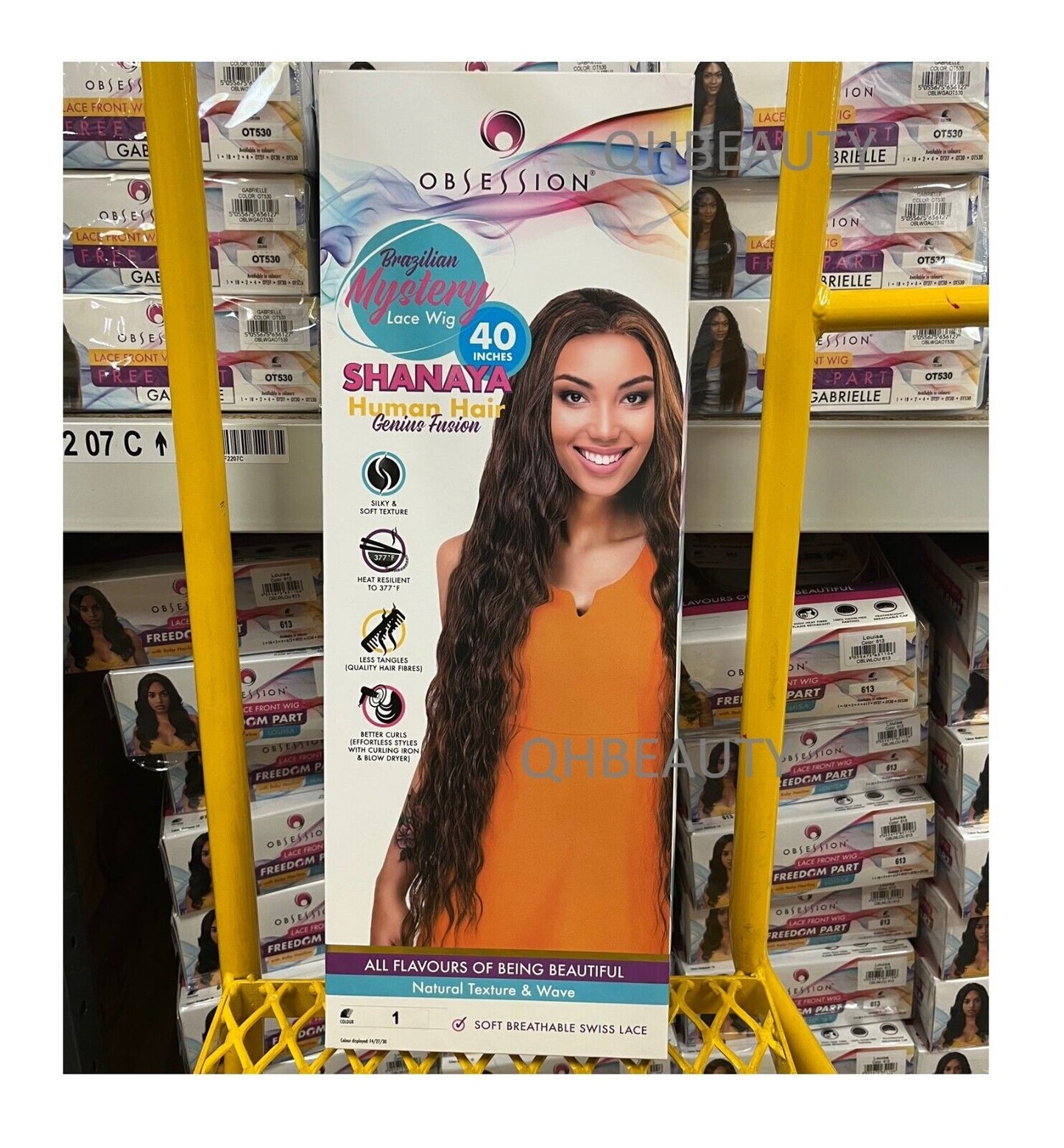 OBSESSION BRAZILIAN FUSION HUMAN HAIR NATURAL LONG CURLY LACE WIG - SHANAYA 40