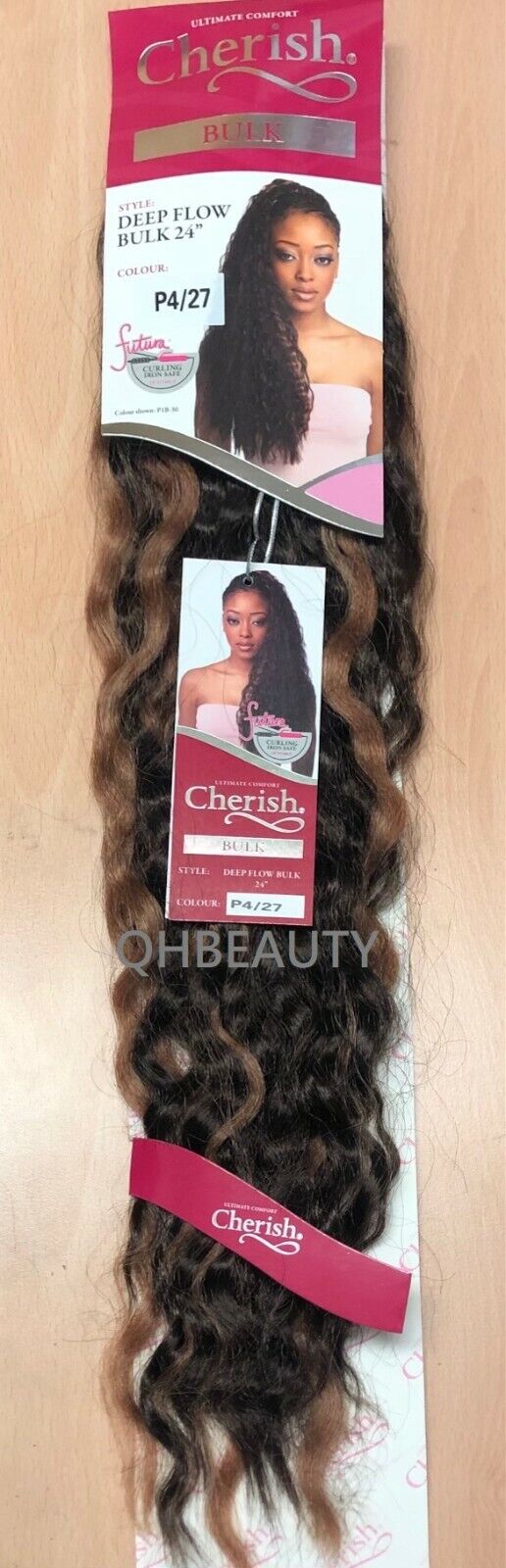 CHERISH SYNTHETIC BULK CROCHET BRAID CURLY HAIR EXTENSION - DEEP FLOW 24 inch