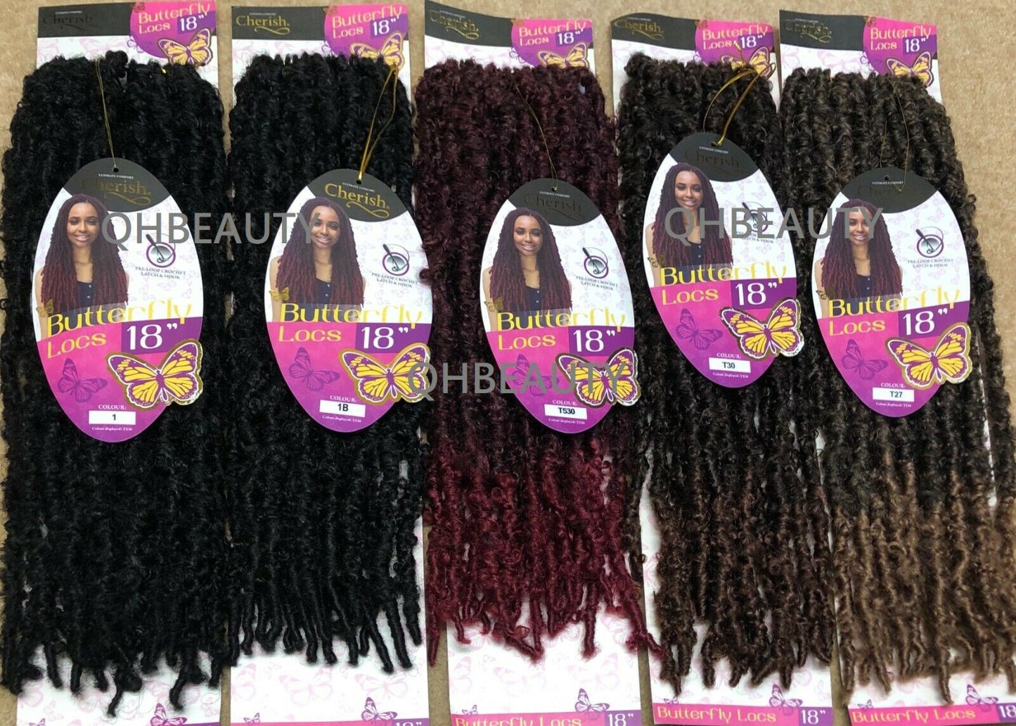 CHERISH SYNTHETIC CROCHET LONG HAIR EXTENSION PRE LOOP BRAID - BUTTERFLY LOC 18"