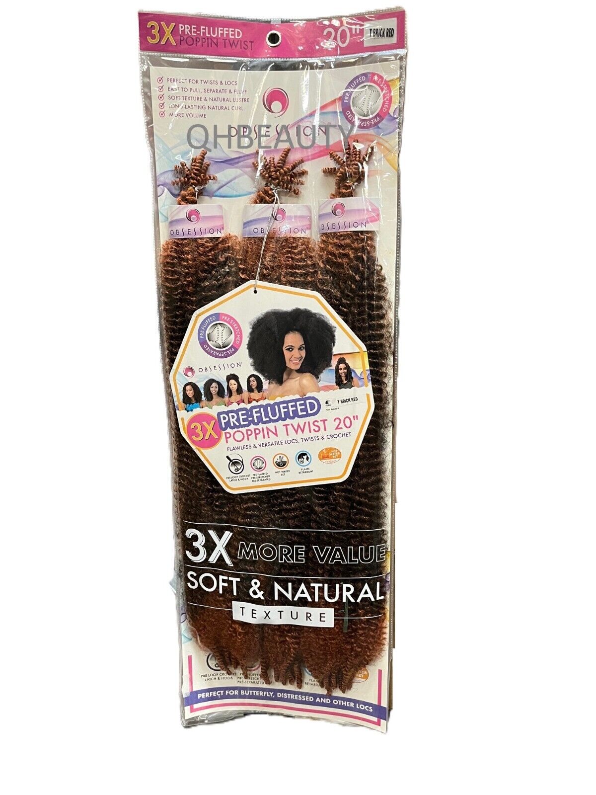 OBSESSION SYNTHETIC CROCHET SOFT BRAID 3X PRE-FLUFFED - POPPIN TWIST 16'' & 20"