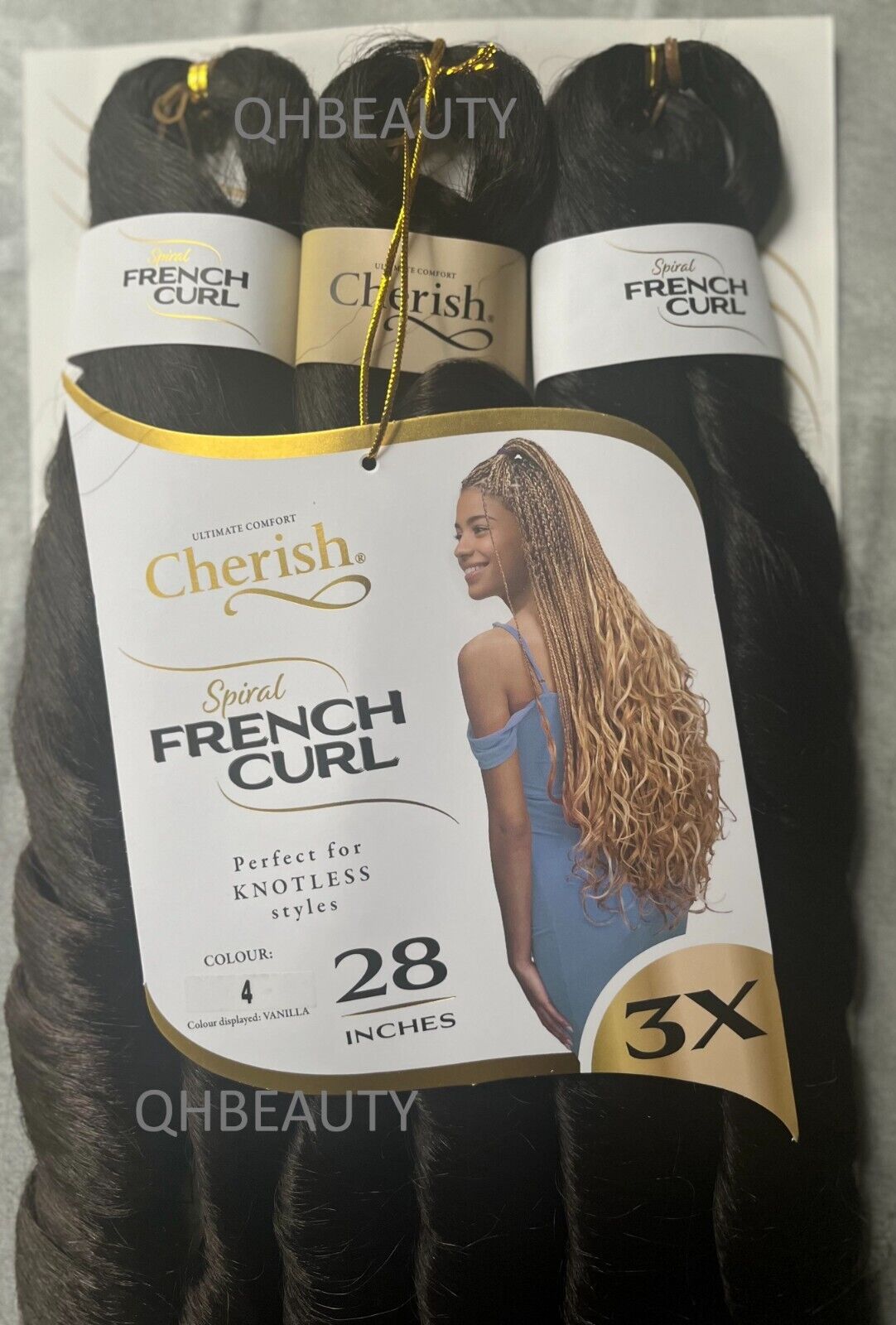 CHERISH SYNTHETIC HAIR EXTENSION BRAID - 3 x SPIRAL FRENCH CURL 22 & 28 INCHES