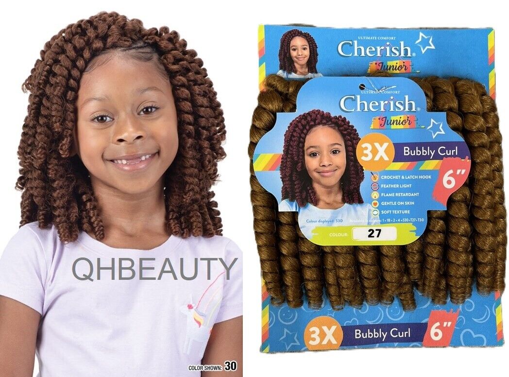 CHERISH SYNTHETIC JUNIOR KIDS CROCHET BRAID HAIR EXTENSION - BUBBLY CURL 6 INCH