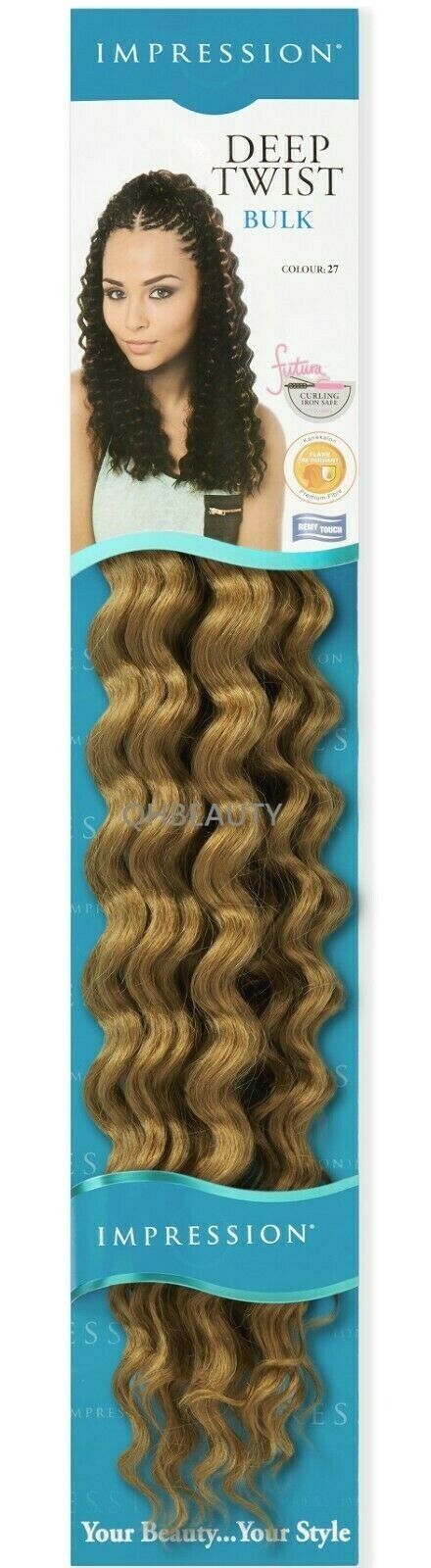 IMPRESSION SYNTHETIC CROCHET CURLY HAIR EXTENSION BRAIDS - DEEP TWIST BULK 22"