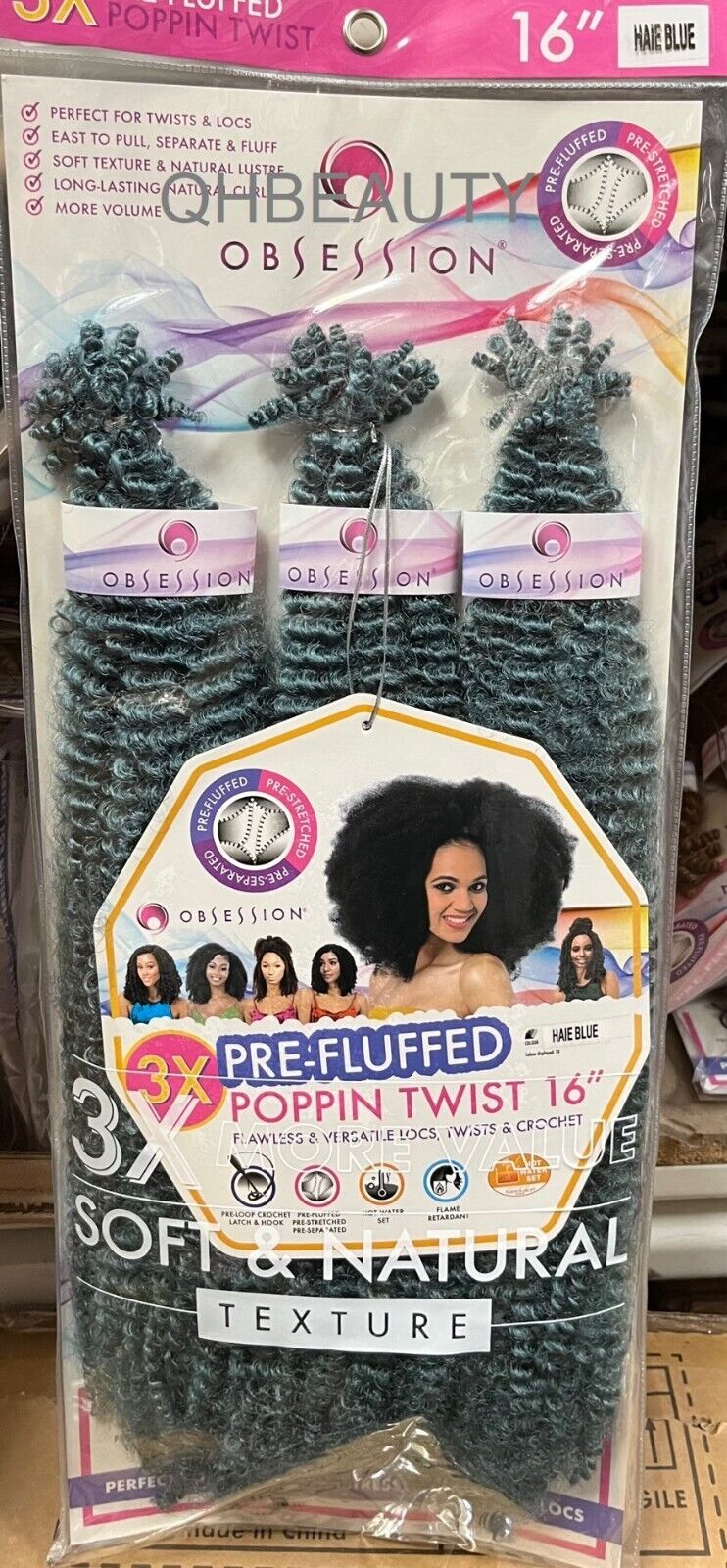 OBSESSION SYNTHETIC CROCHET SOFT BRAID 3X PRE-FLUFFED - POPPIN TWIST 16'' & 20"