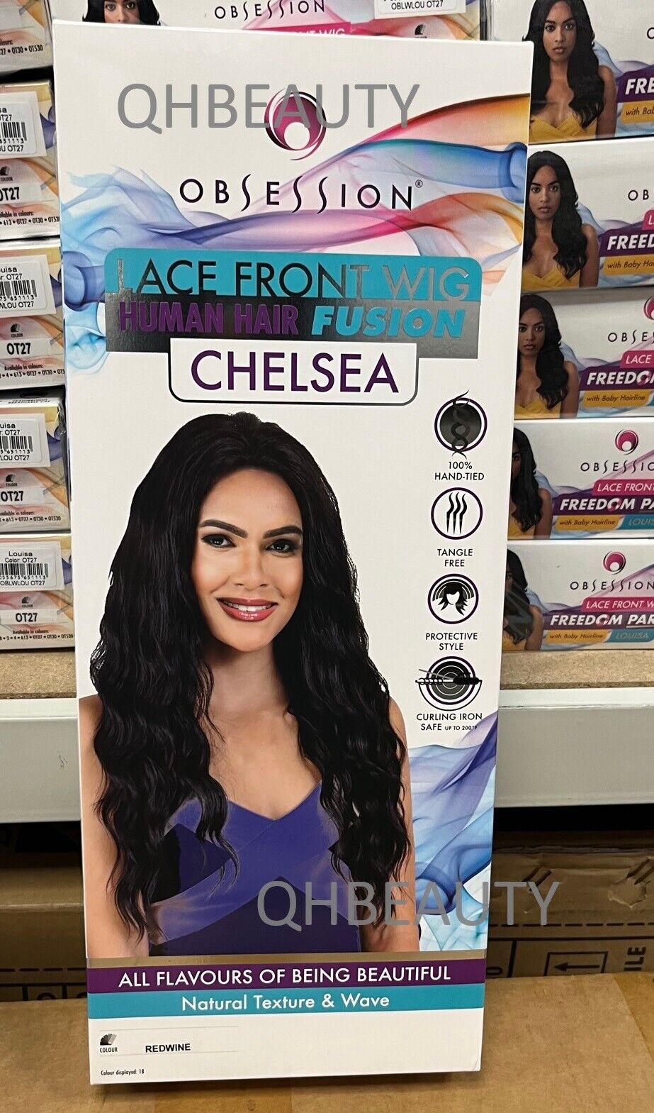 OBSESSION LACE FRONT HUMAN HAIR FUSION NATURAL BODWAVE CURLY HAIR WIG - CHELSEA