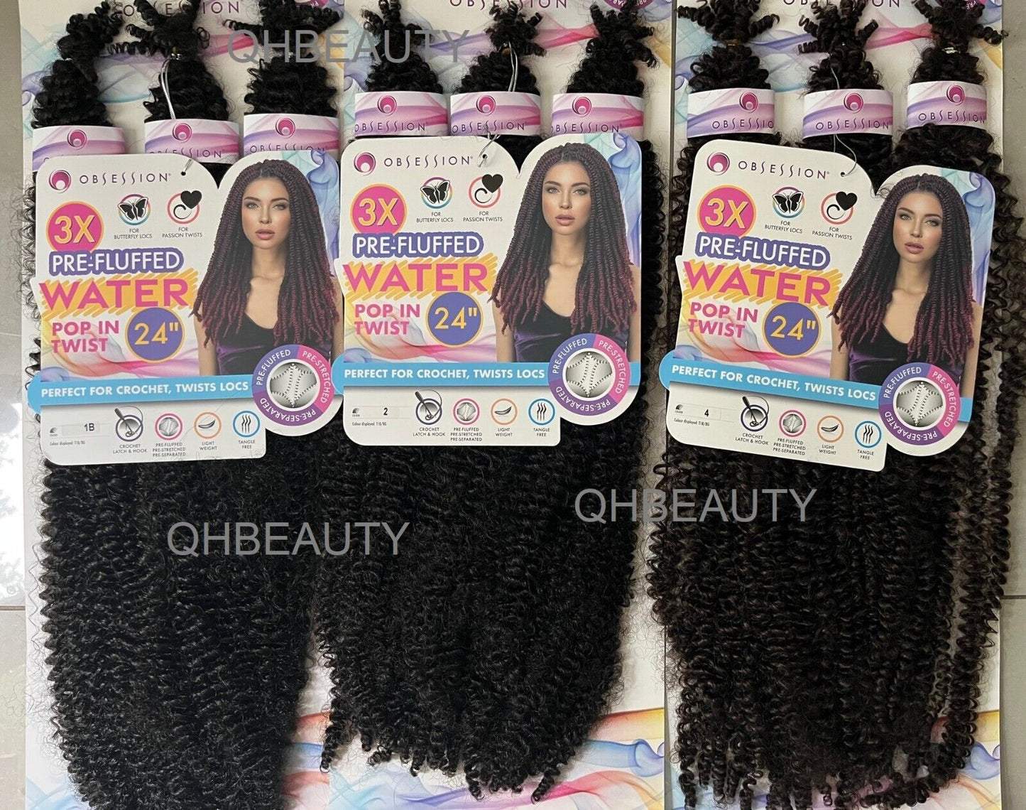 OBSESSION SYNTHETIC CROCHET BRAID 3X PRE-FLUFFED - WATER POPPIN TWIST 24 INCHES