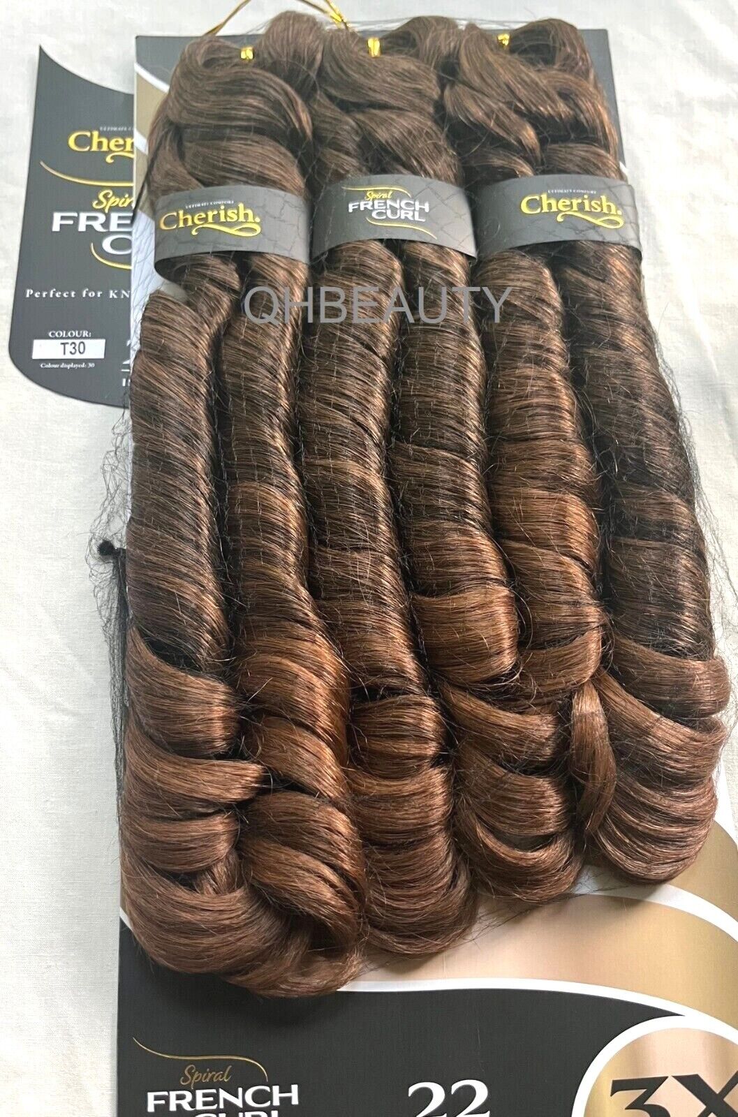 CHERISH SYNTHETIC CURLY SPIRAL HAIR EXTENSION BRAID - 3 x SPIRAL FRENCH CURL 22
