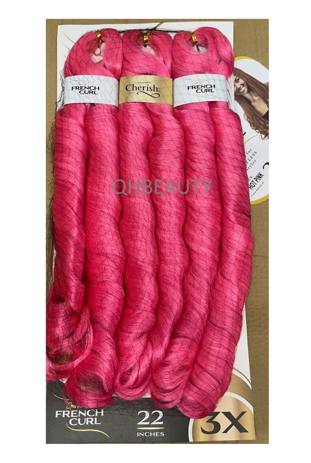 CHERISH SYNTHETIC CURLY SPIRAL HAIR EXTENSION BRAID - 3 x SPIRAL FRENCH CURL 22