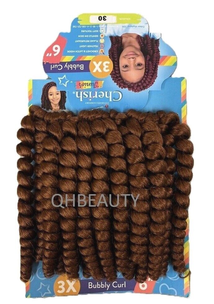 CHERISH SYNTHETIC JUNIOR KIDS CROCHET BRAID HAIR EXTENSION - BUBBLY CURL 6 INCH