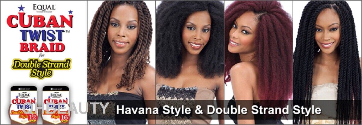 Freetress Equal Synthetic Afro Hair Extension CUBAN TWIST BRAIDS 12, 16, 24 inch