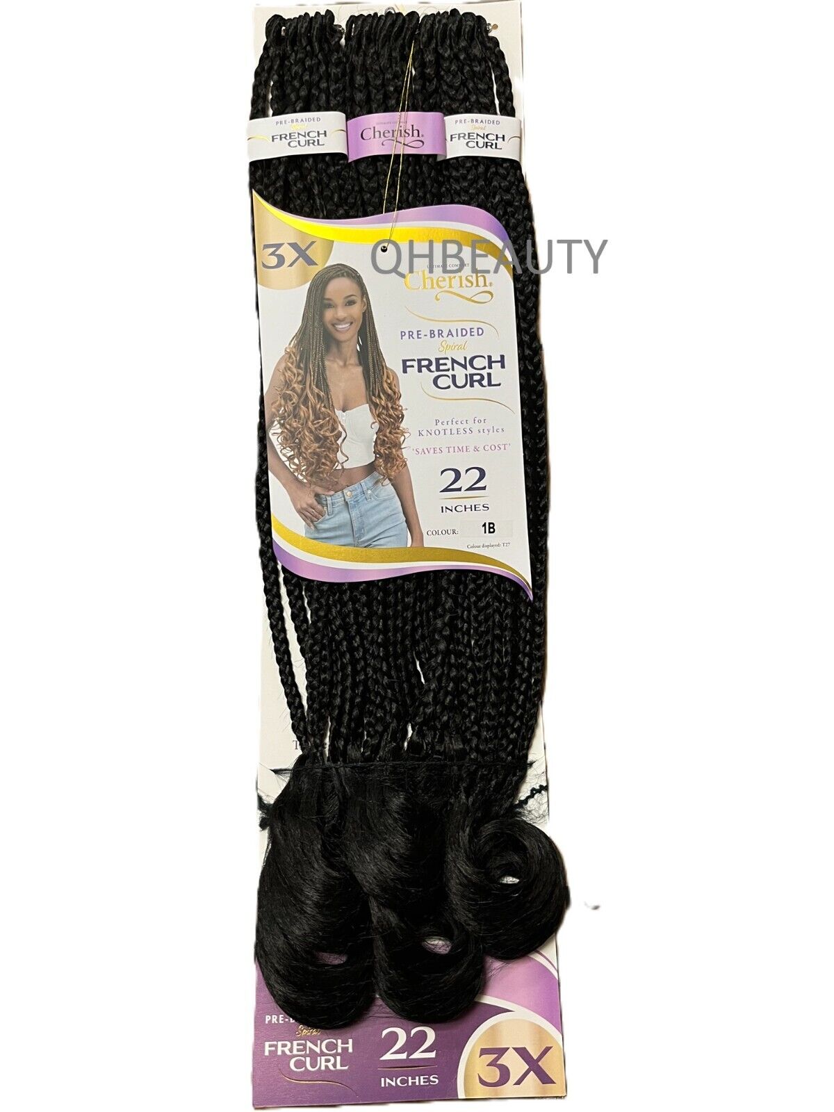 CHERISH SYNTHETIC CURLY HAIR EXTENSION BRAID - PRE BRAIDED SPIRAL FRENCH CURL 22