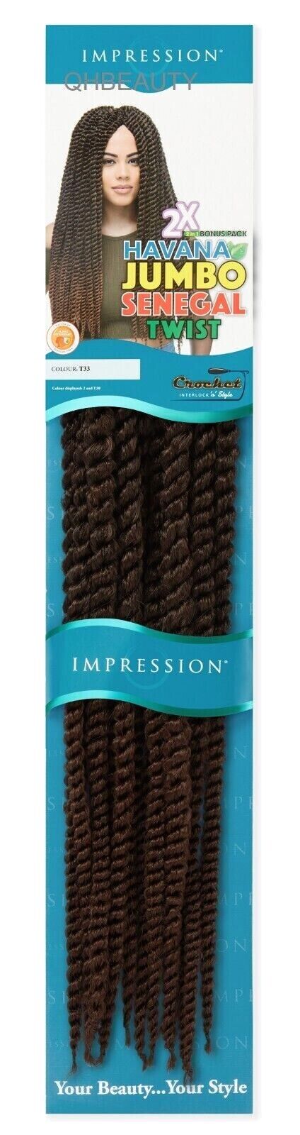 IMPRESSION CROCHET BULK HAIR EXTENSION BRAID - 2 X HAVANA JUMBO SENEGAL TWIST