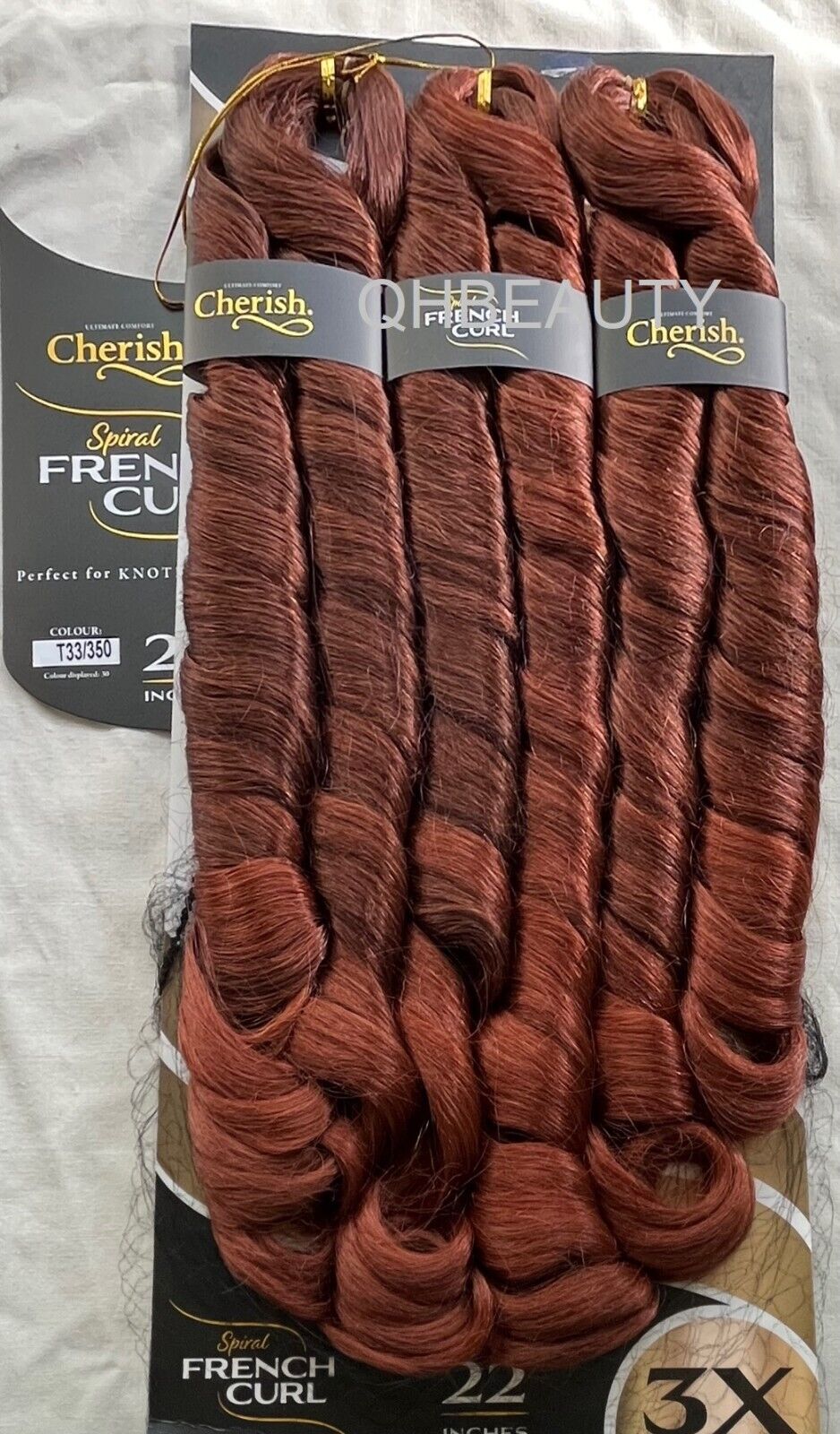 CHERISH SYNTHETIC CURLY SPIRAL HAIR EXTENSION BRAID - 3 x SPIRAL FRENCH CURL 22