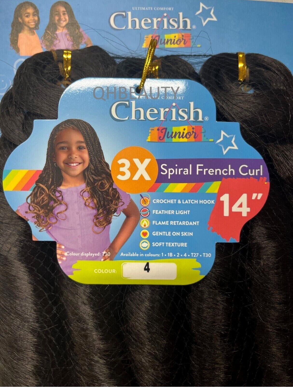 CHERISH SYNTHETIC JUNIOR KIDS CROCHET BRAID HAIR EXTENSION - SPIRAL FRENCH CURL 14 ''