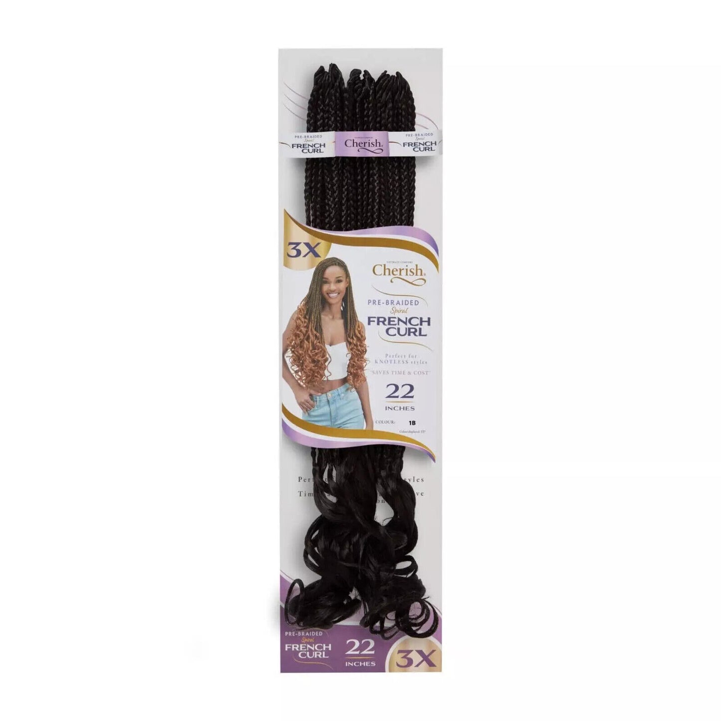 CHERISH SYNTHETIC CURLY HAIR EXTENSION BRAID - PRE BRAIDED SPIRAL FRENCH CURL 22
