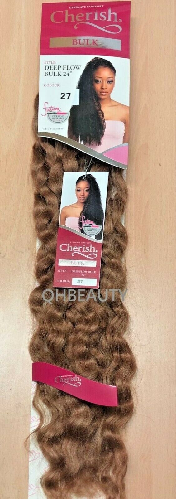 CHERISH SYNTHETIC BULK CROCHET BRAID CURLY HAIR EXTENSION - DEEP FLOW 24 inch
