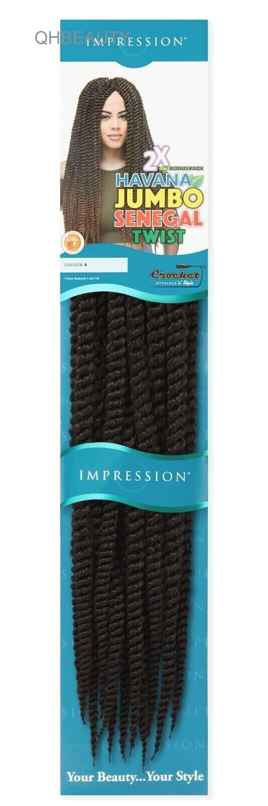 IMPRESSION CROCHET BULK HAIR EXTENSION BRAID - 2 X HAVANA JUMBO SENEGAL TWIST
