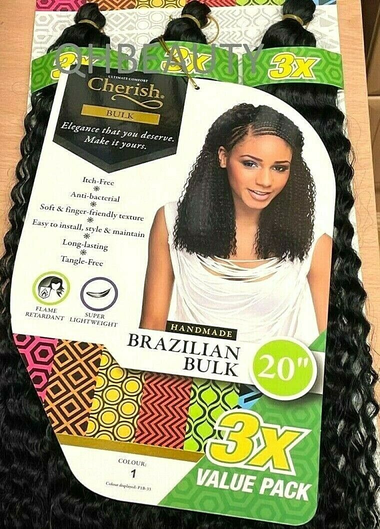 Cherish Synthetic Crochet Braid Hair Extension Handmade 3 x Brazilian Bulk 20"