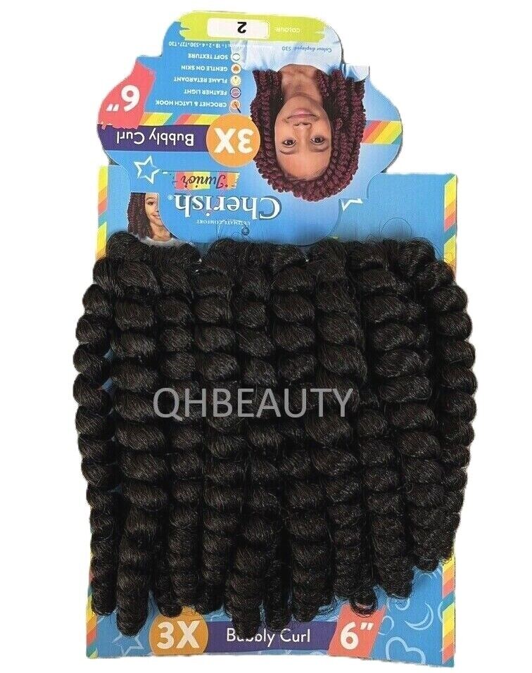 CHERISH SYNTHETIC JUNIOR KIDS CROCHET BRAID HAIR EXTENSION - BUBBLY CURL 6 INCH