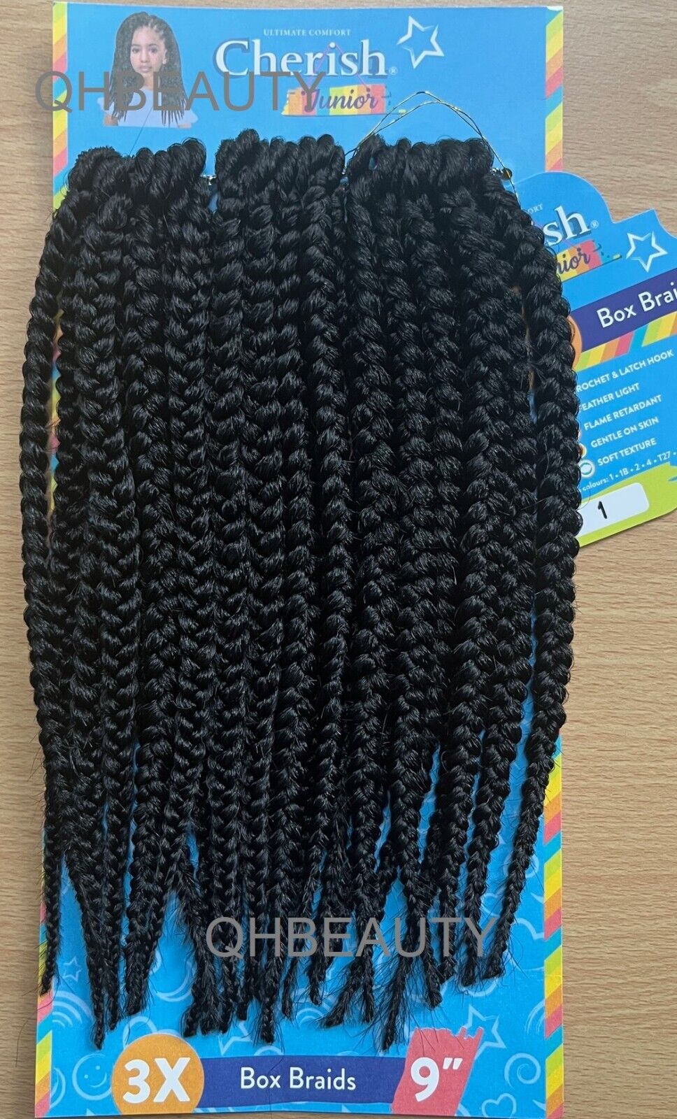 CHERISH SYNTHETIC JUNIOR KIDS CROCHET BRAID HAIR EXTENSION - 3 X BOX BRAIDS 9''