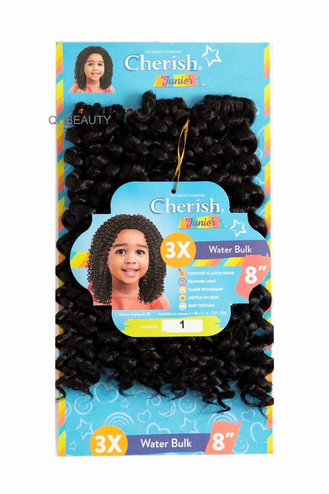 CHERISH SYNTHETIC JUNIOR KIDS CROCHET BRAID HAIR EXTENSION - 3 X WATER BULK 8''