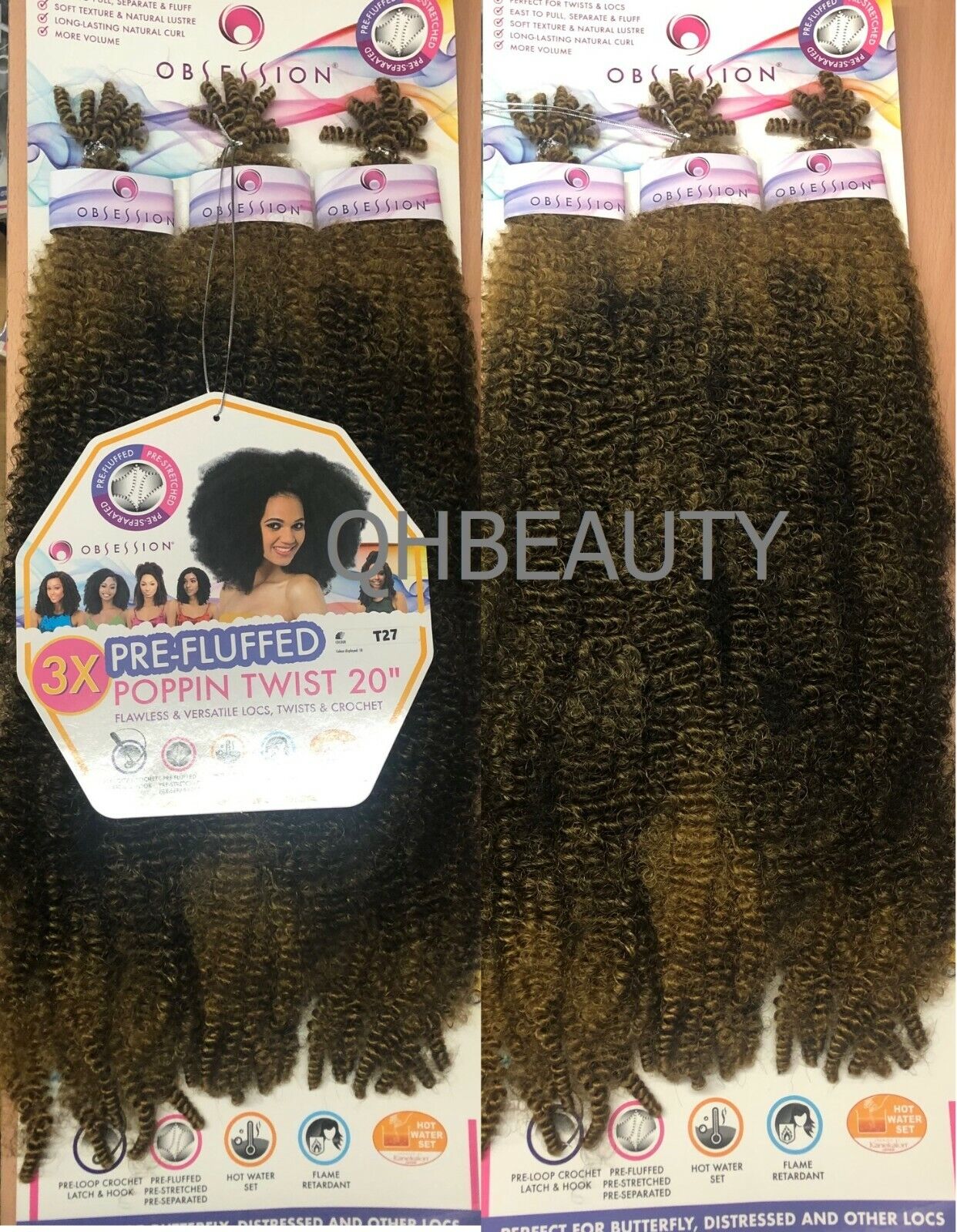 OBSESSION SYNTHETIC CROCHET SOFT BRAID 3X PRE-FLUFFED - POPPIN TWIST 16'' & 20"