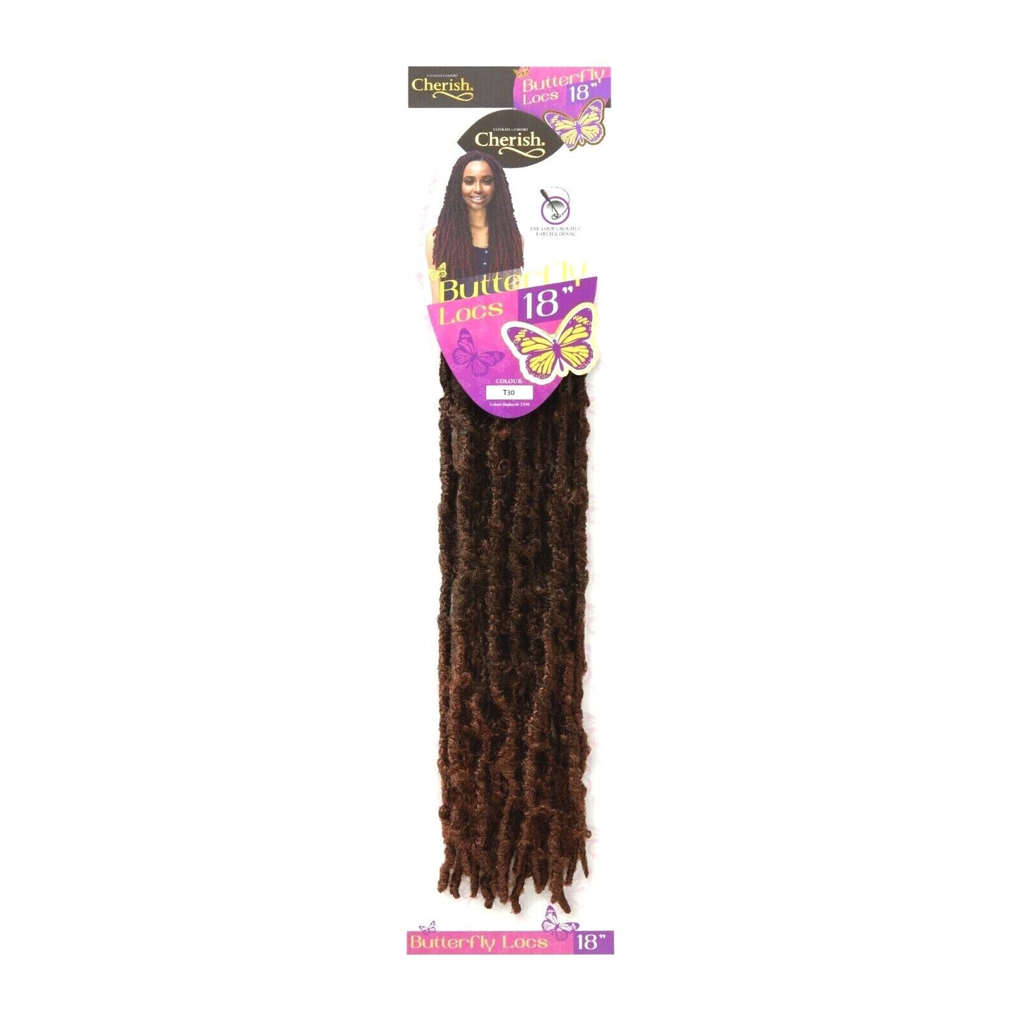 CHERISH SYNTHETIC CROCHET LONG HAIR EXTENSION PRE LOOP BRAID - BUTTERFLY LOC 18"