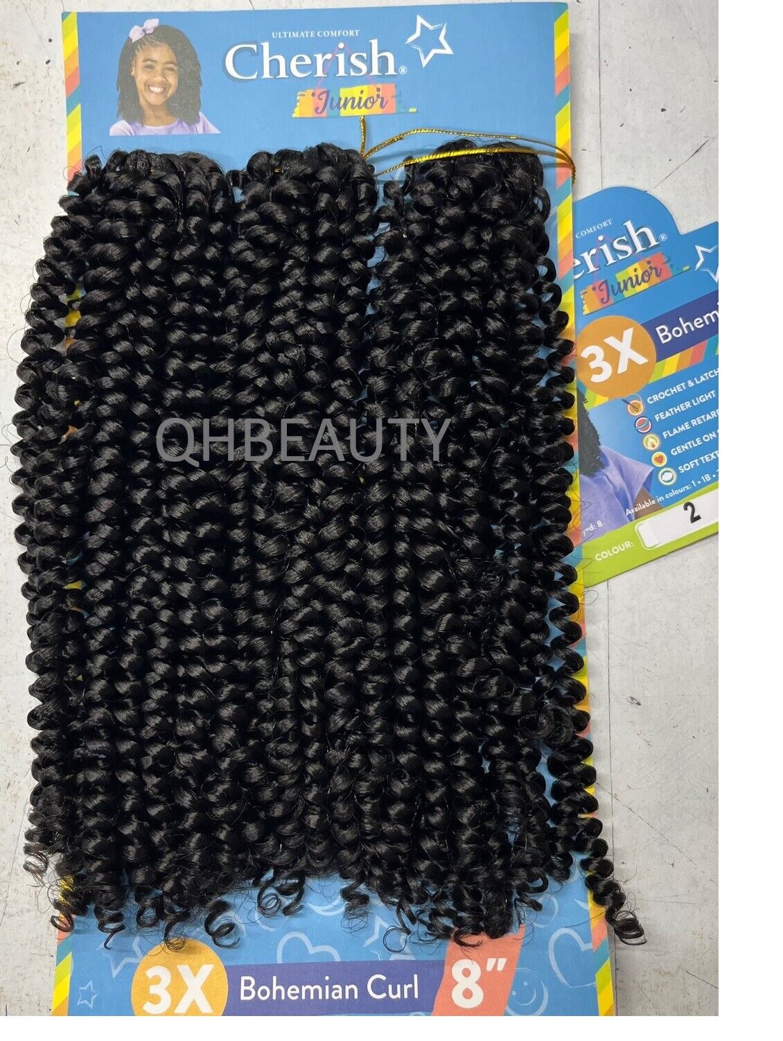 CHERISH SYNTHETIC JUNIOR KIDS CROCHET BRAID HAIR EXTENSION BOHEMIAN CURL 8 INCH