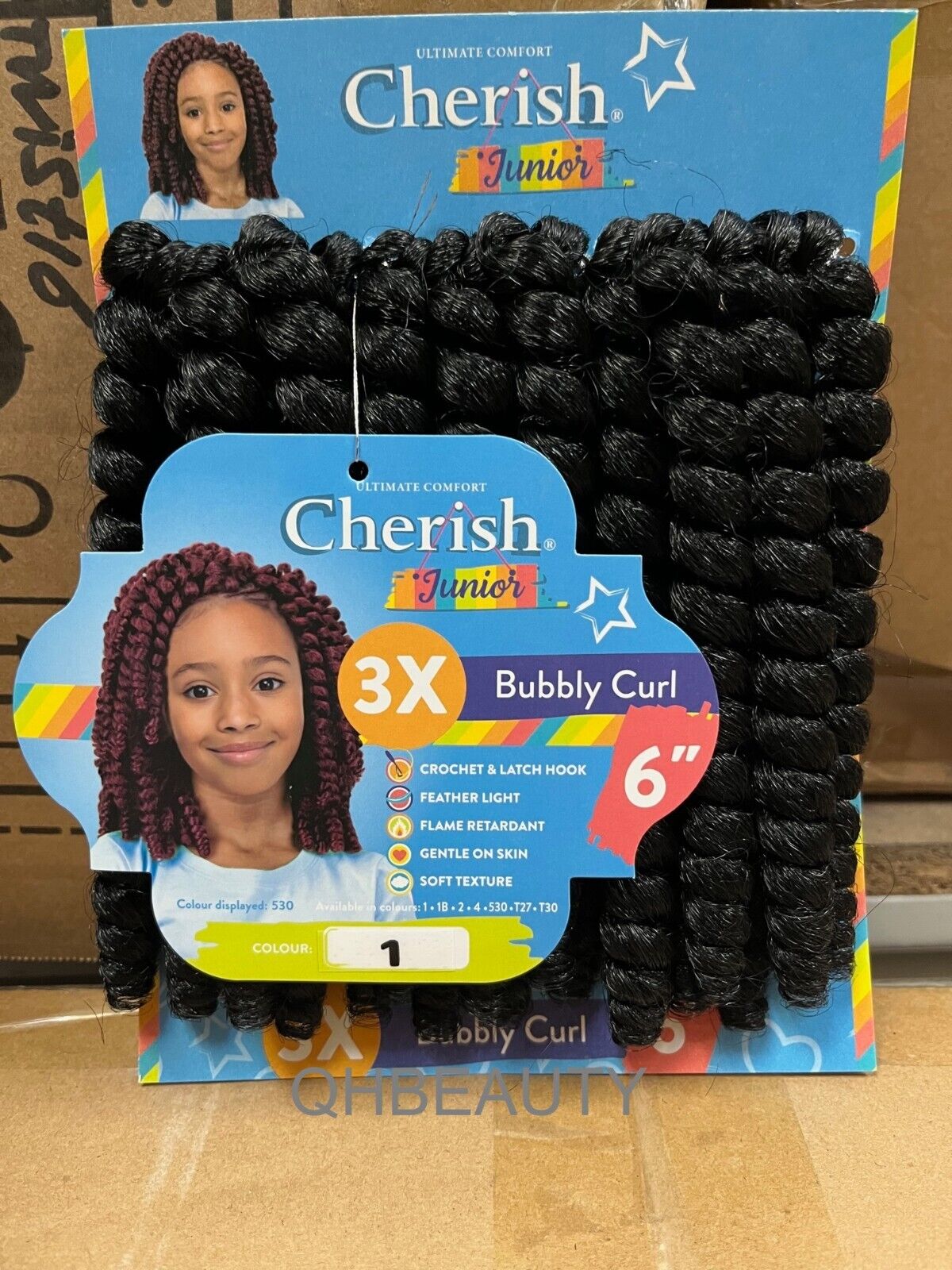 CHERISH SYNTHETIC JUNIOR KIDS CROCHET BRAID HAIR EXTENSION - BUBBLY CURL 6 INCH