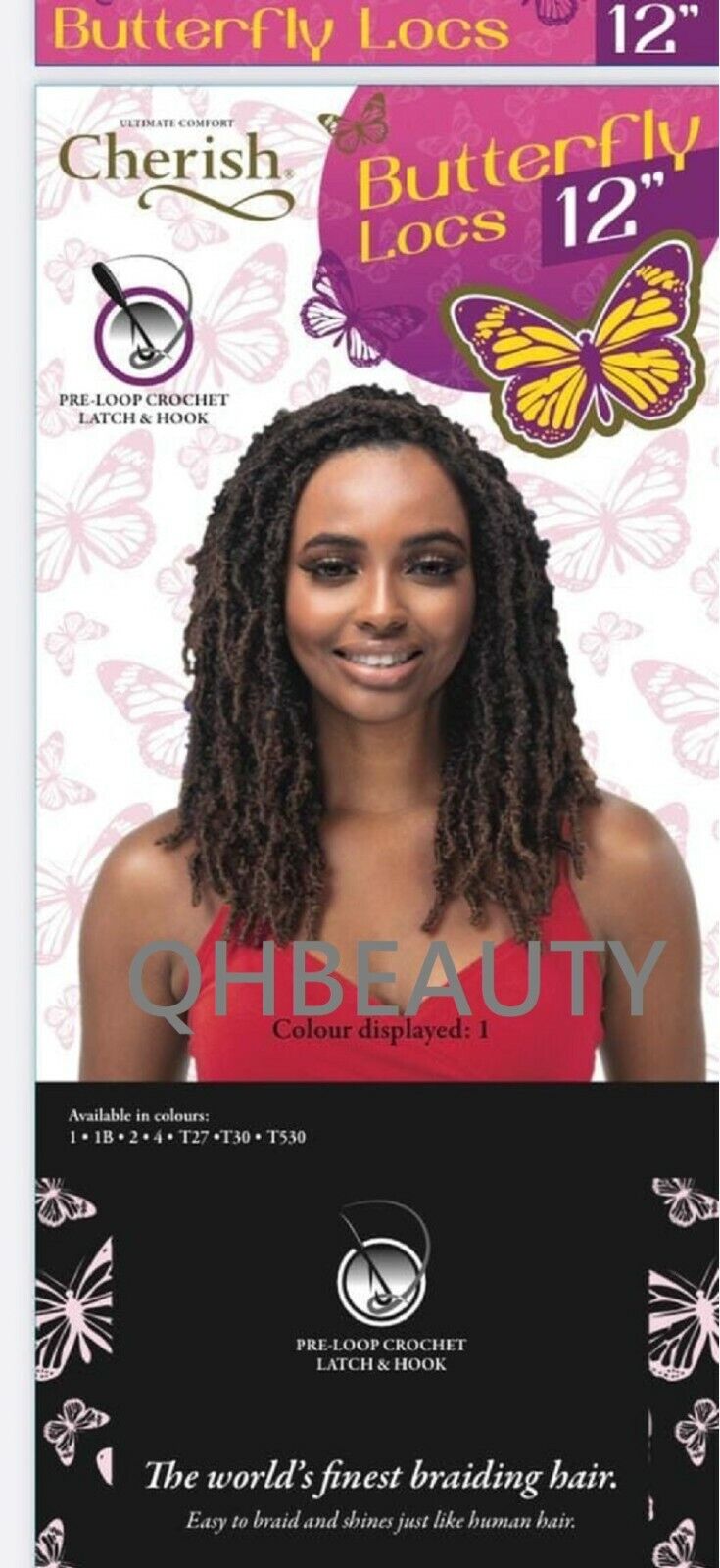 CHERISH SYNTHETIC CROCHET LONG HAIR EXTENSION PRE LOOP BRAID - BUTTERFLY LOC 12"