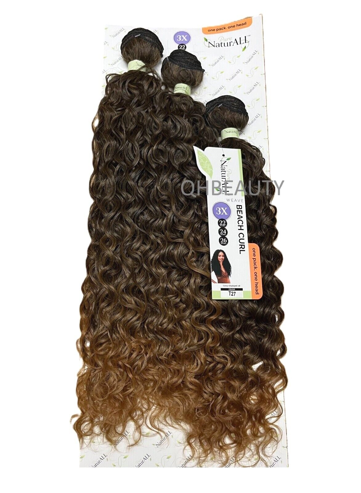 NaturALL SYNTHETIC CURLY HAIR EXTENSION 3 PCS WEAVE - BEACH CURL 22/24/26 INCHES