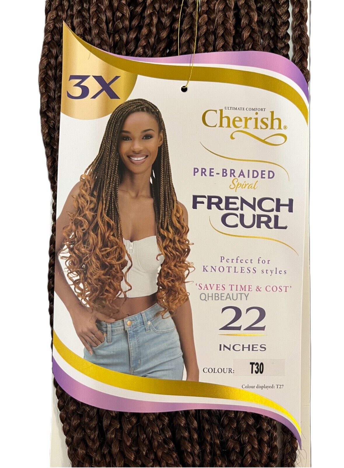 CHERISH SYNTHETIC CURLY HAIR EXTENSION BRAID - PRE BRAIDED SPIRAL FRENCH CURL 22
