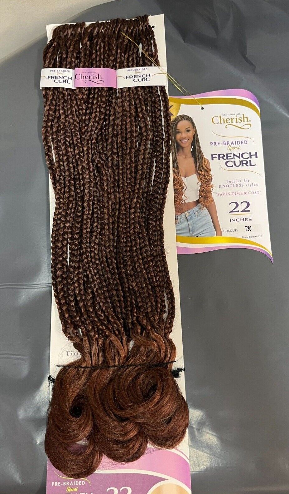 CHERISH SYNTHETIC CURLY HAIR EXTENSION BRAID - PRE BRAIDED SPIRAL FRENCH CURL 22
